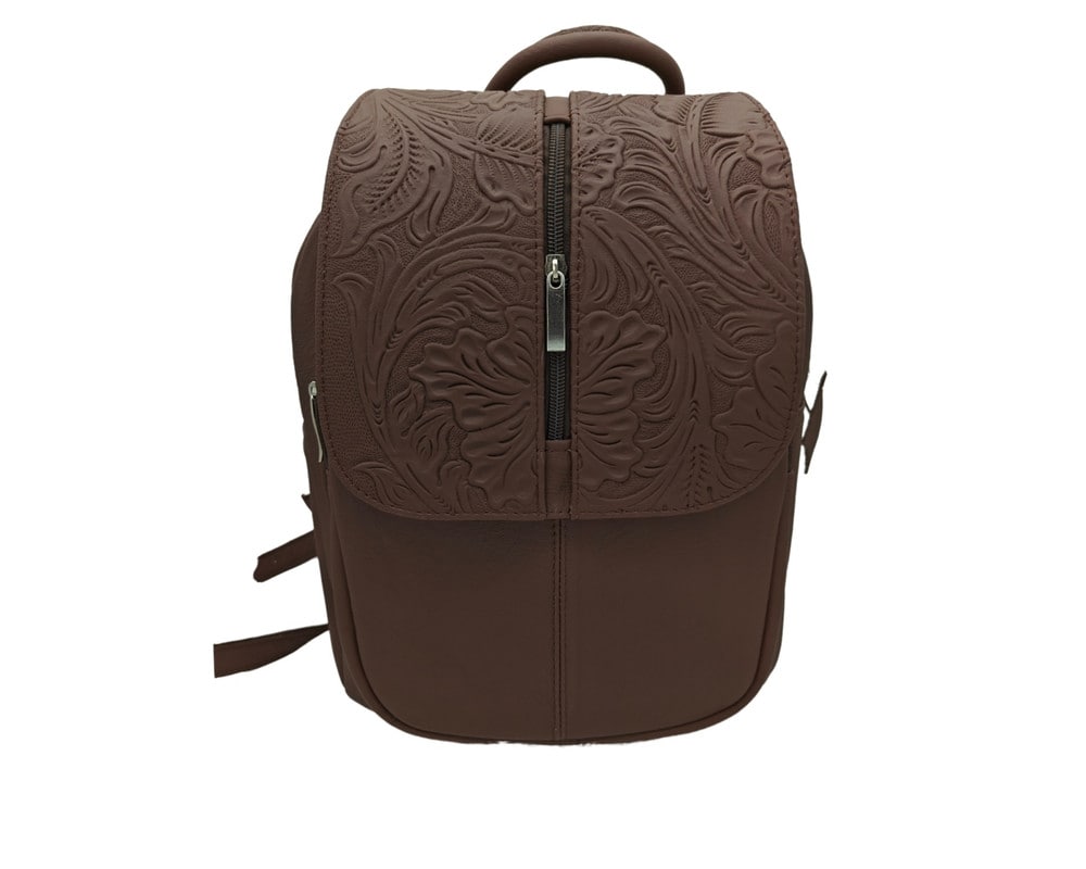 Mochila En Piel Vacuno Cincelada Fana Letizia Chocolate $1,295