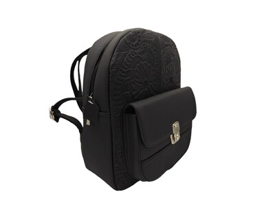 Foto 2 | Mochila En Piel Vacuno Cincelada Fana Karolina Café