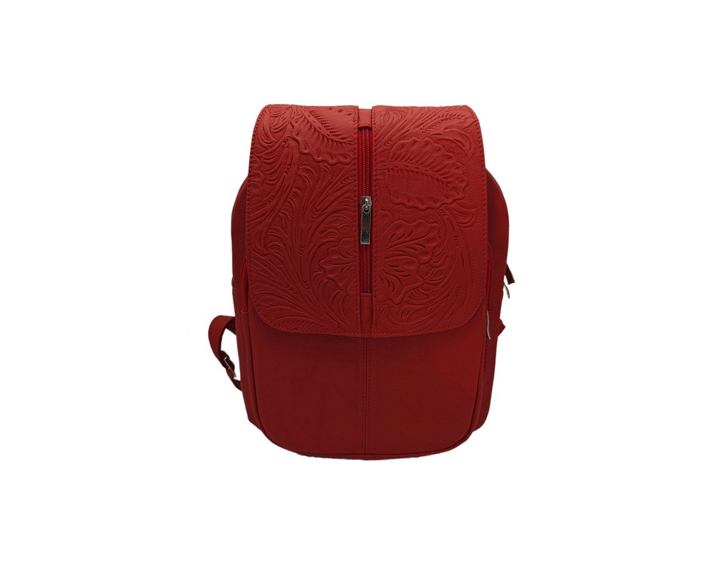 Foto 2 pulgar | Mochila En Piel Vacuno Cincelada Fana Letizia Rojo