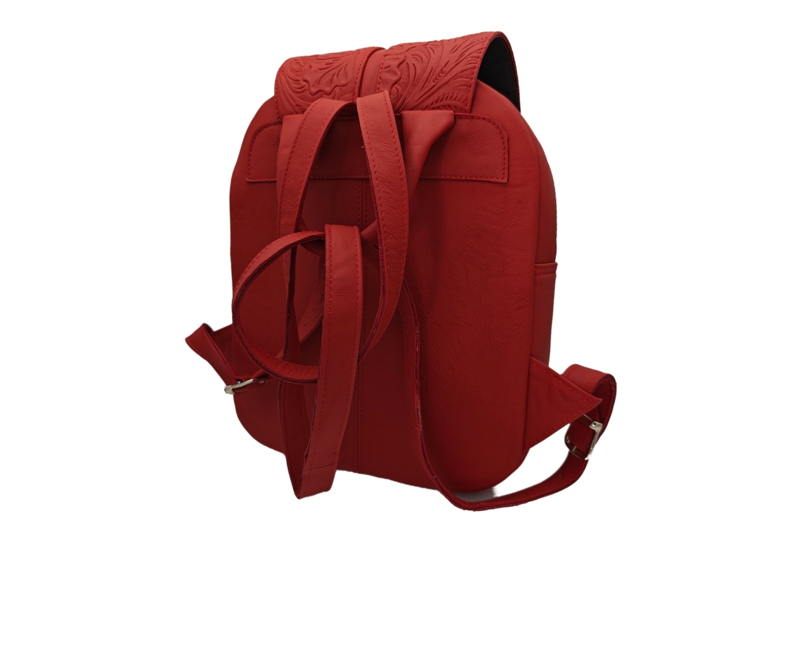 Foto 4 pulgar | Mochila En Piel Vacuno Cincelada Fana Letizia Rojo