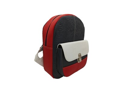 Foto 2 | Mochila En Piel Vacuno Cincelada Fana Karolina Multicolor