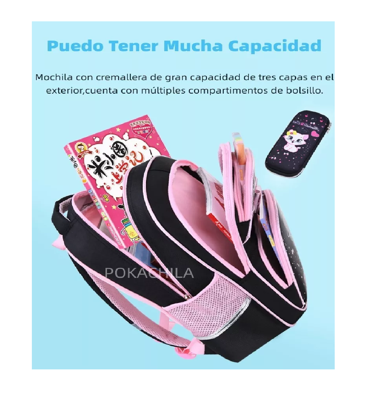 Foto 4 pulgar | Mochila Impermeable Gatito para Niña