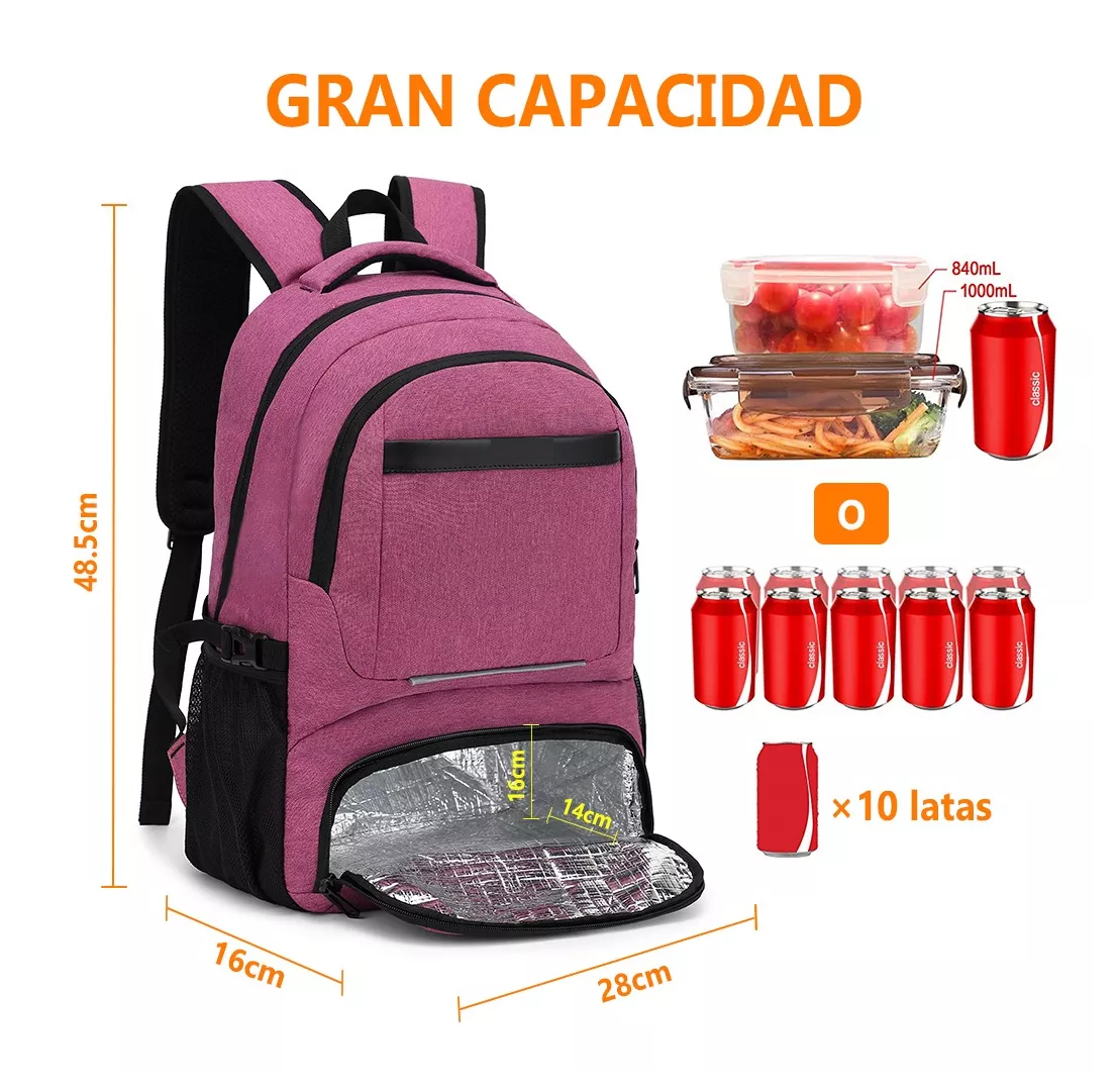 Foto 4 pulgar | Mochila Impermeable Portátil Antirrobo Púrpura