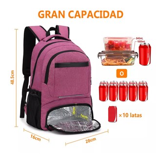 Foto 3 | Mochila Impermeable Portátil Antirrobo Púrpura