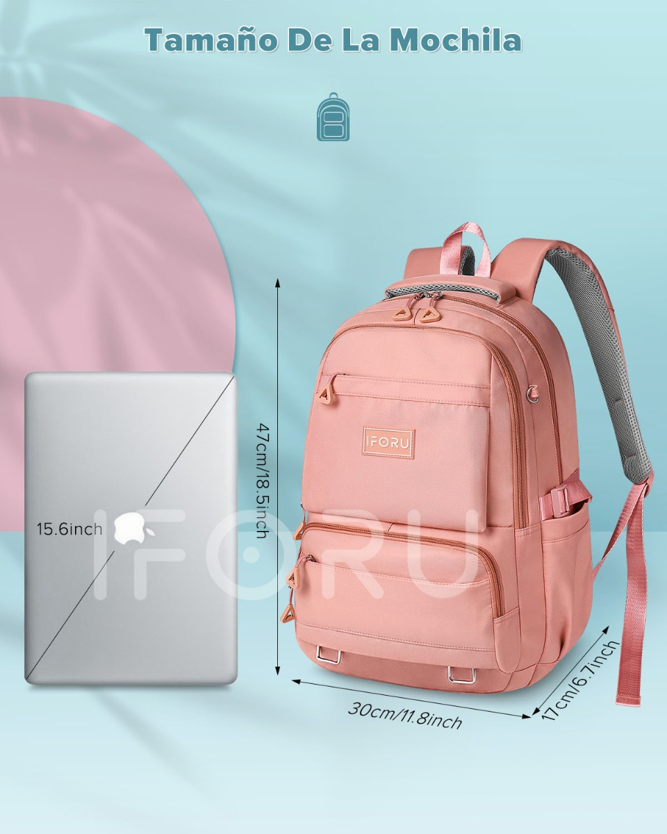 Foto 4 pulgar | Mochila Escolar Viaje Bolsa P/ Laptop 15.6 Inch Iforu 30l, Coral Claro