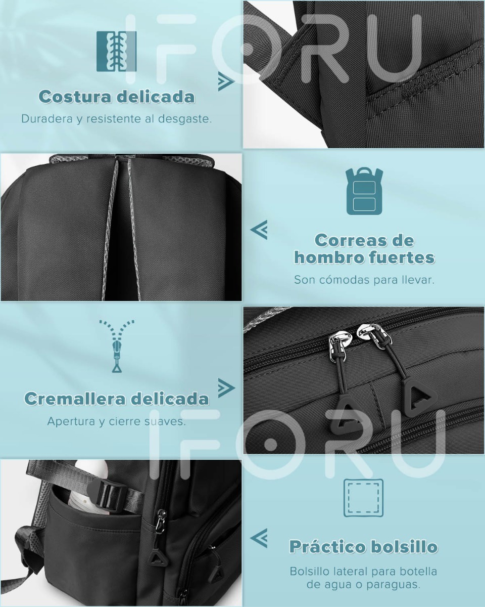 Foto 4 pulgar | Mochila Escolar Viaje Bolsa P/ Laptop 15.6 Inch Iforu 30l, Negro