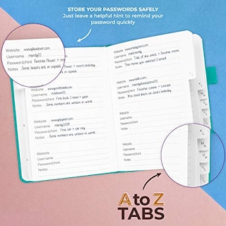 Foto 4 | Venta Internacional- Libreta de Contraseñas Clever Fox con Pestañas 70 Characters