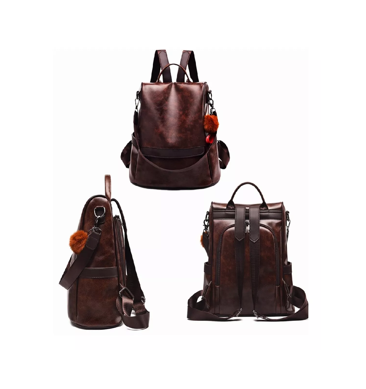 Foto 4 pulgar | Bolsa Mujer/niñas Mochila De Mujer Casual 3 Estilo+cartera Marron