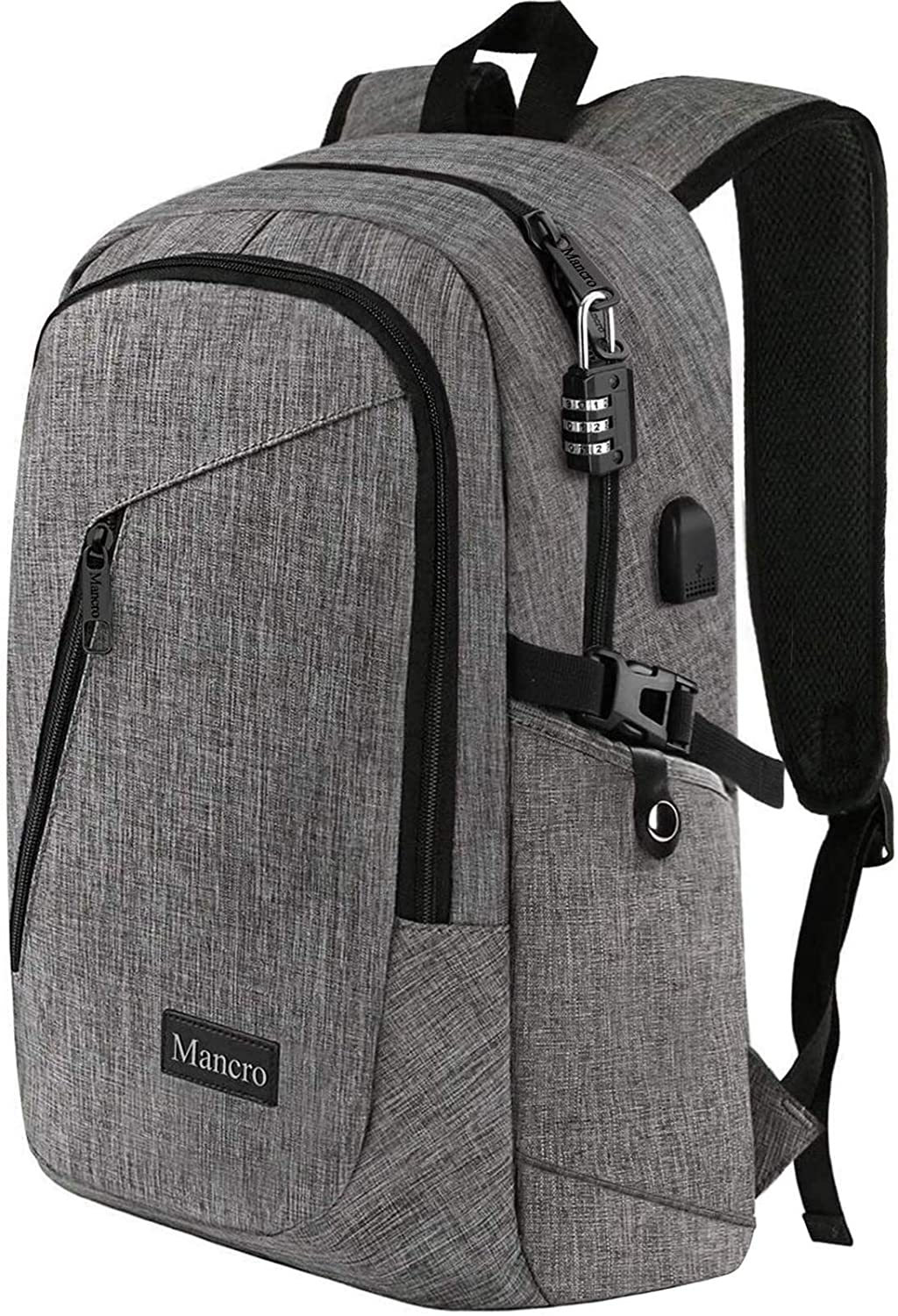 Venta Internacional-Mochila Mancro color Gris Para Laptop y Con Carga Usb