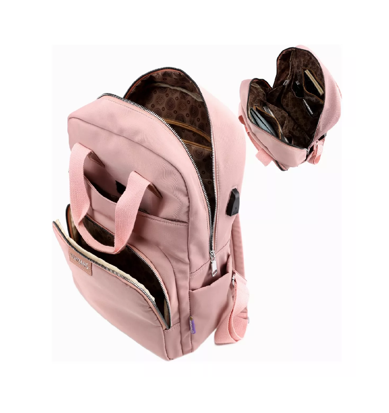 Foto 4 pulgar | Mochila Para Ordenador Portátil con Usb Belug Rosa