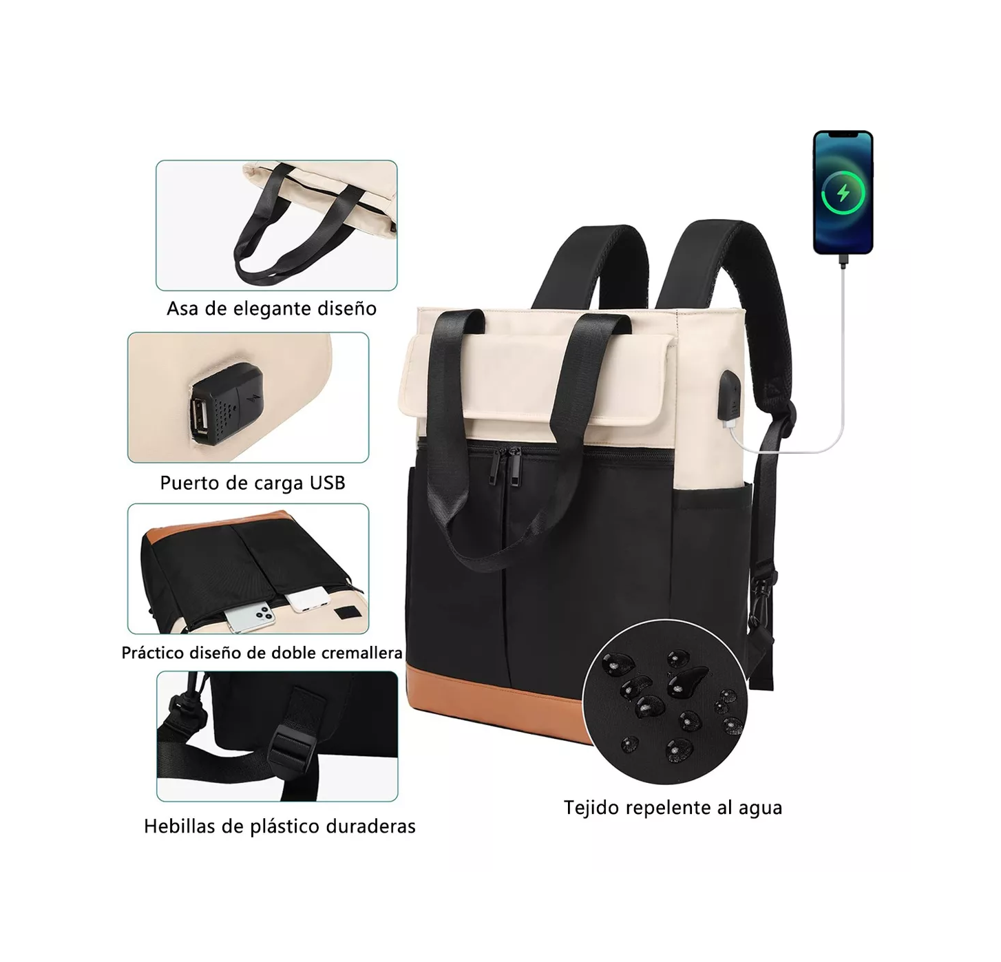 Foto 6 pulgar | Mochila Impermeable Belug Negro