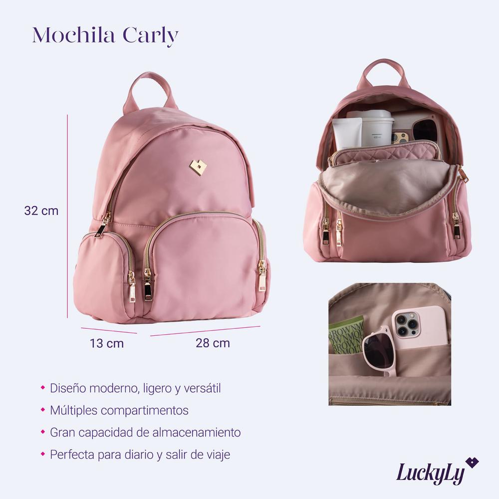 Foto 8 pulgar | Mochila Casual LuckyLy Carly Rosa para Mujer