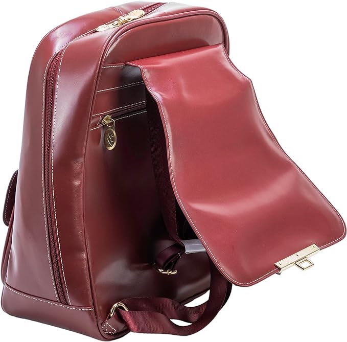 Foto 3 pulgar | Mochila de Cuero Mcklein para Laptop Roja