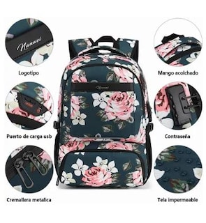 Foto 2 | Mochila Wünd Antirrobo Impermeable Floreado