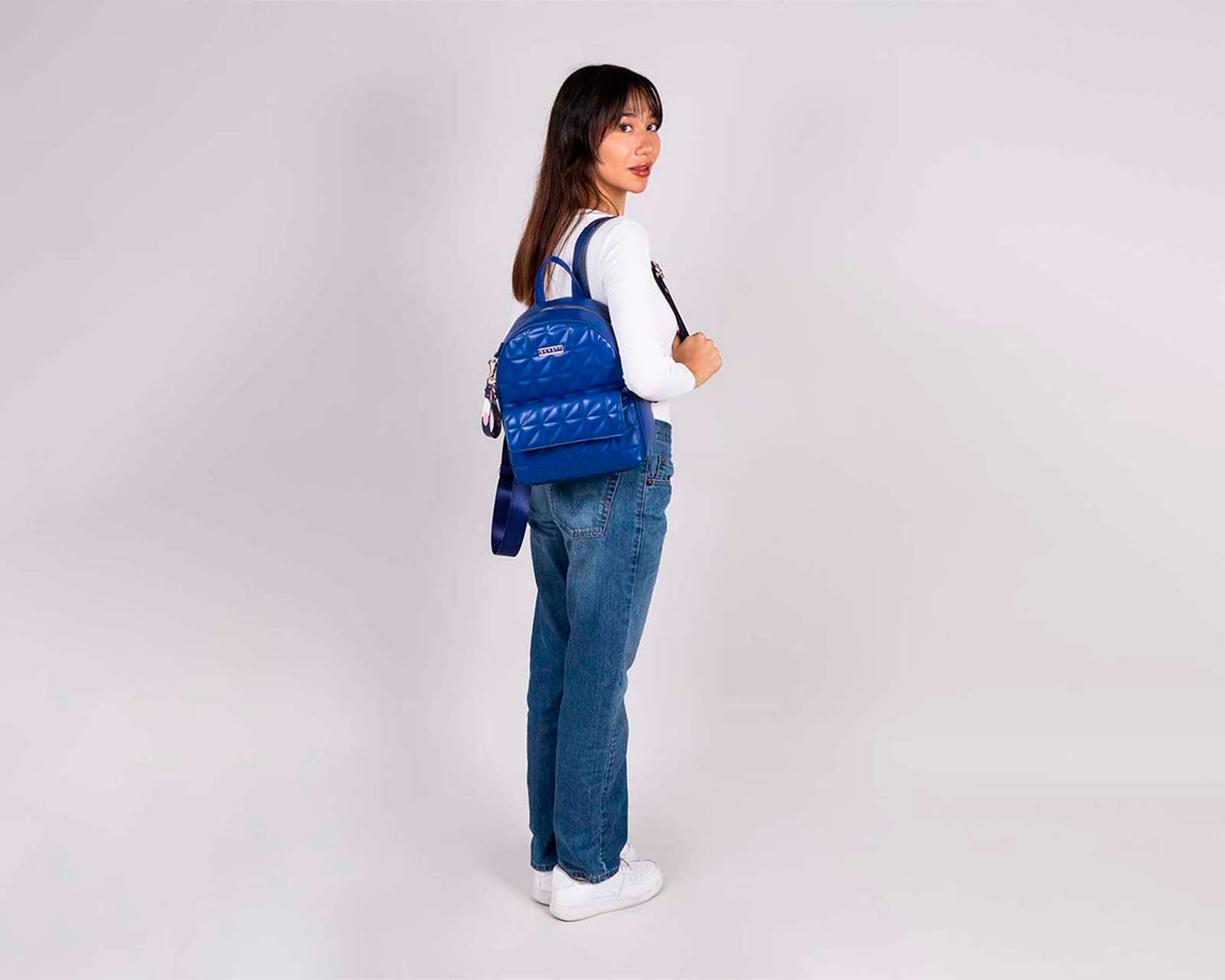 Foto 8 | Mochila de Dama Backpack Gorett Azul Loren Mediana