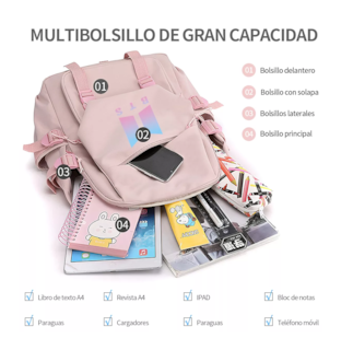 Foto 3 | Mochila Escolar Lab.G Rosa