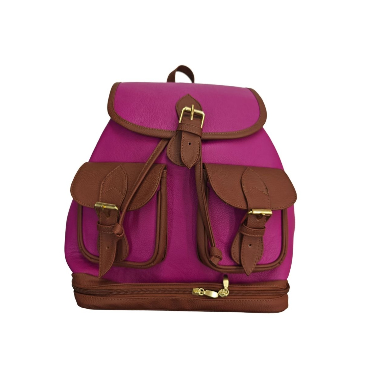 Mochila En Piel Genuina Color Buganvilia