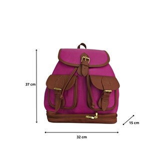 Foto 4 | Mochila En Piel Genuina Color Buganvilia