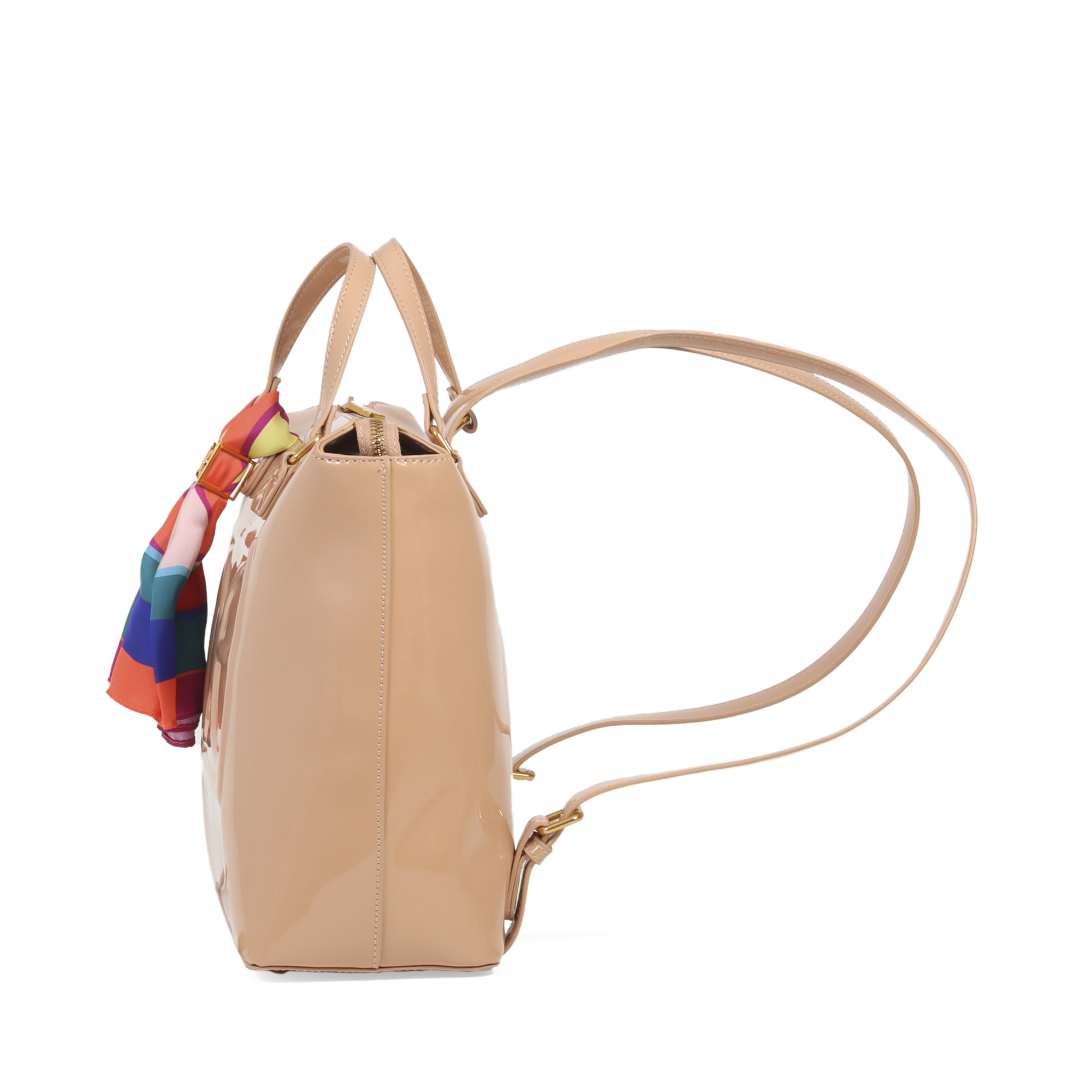 Foto 5 pulgar | Mochila Charol Con Mascada Color Camel Cloe