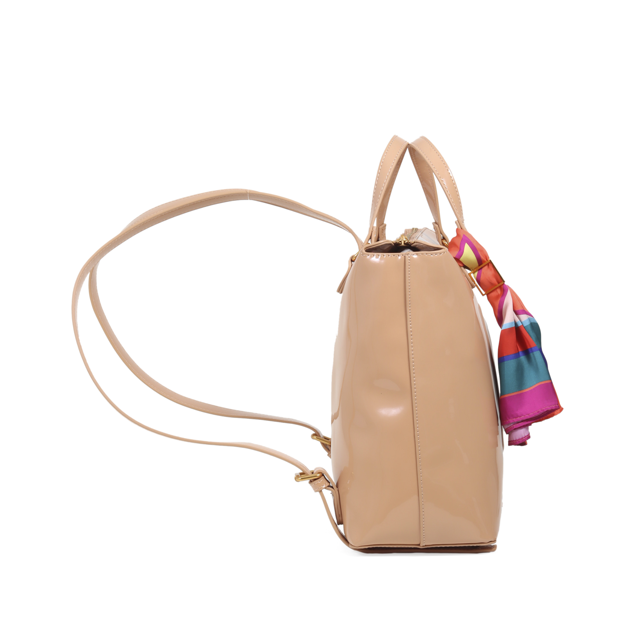 Foto 6 pulgar | Mochila Charol Con Mascada Color Camel Cloe