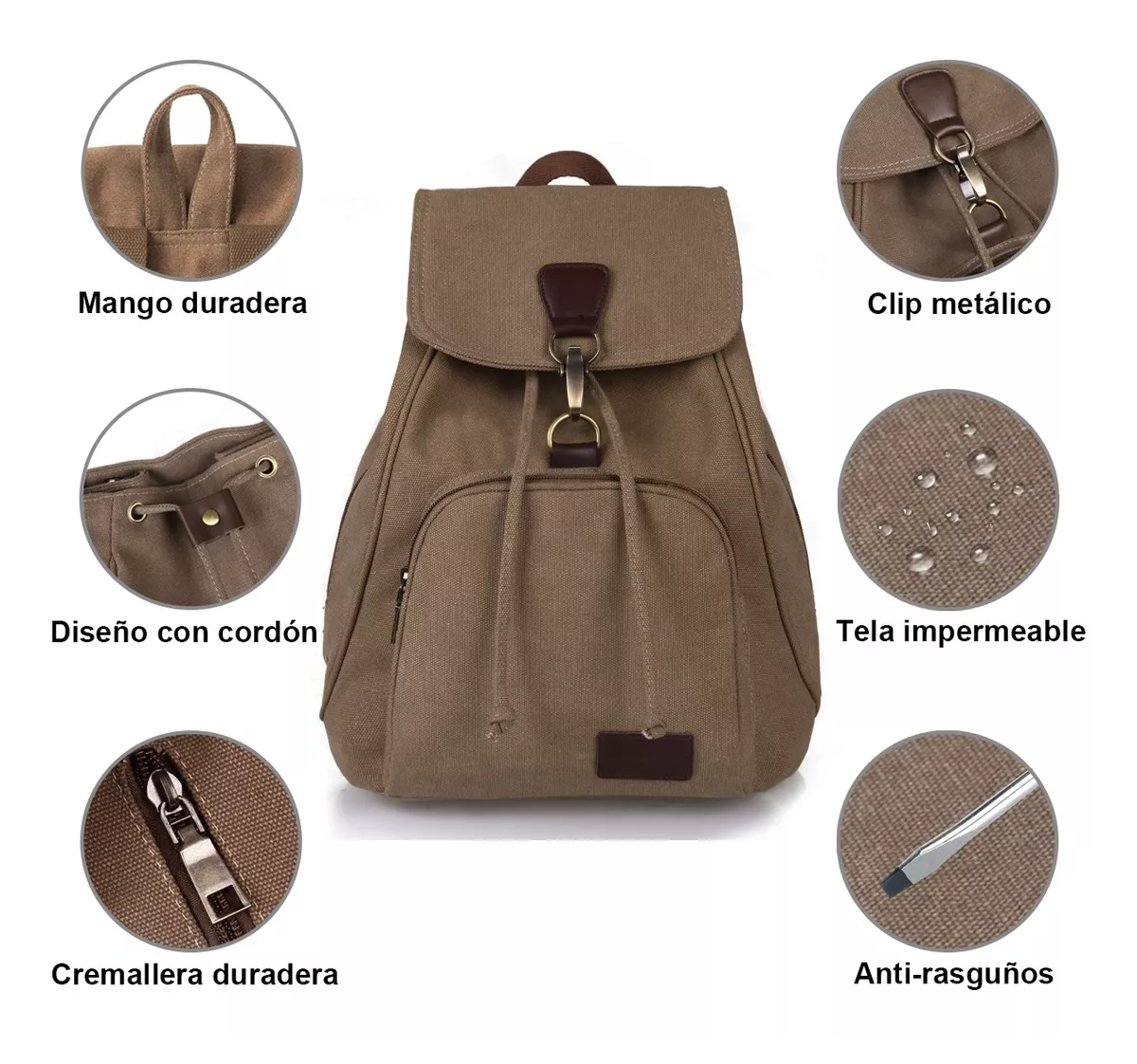 Foto 3 pulgar | Mochila Escolar Antirrobo Para Mujer, Marrón