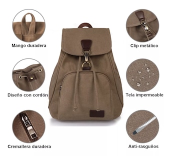 Foto 2 | Mochila Escolar Antirrobo Para Mujer, Marrón