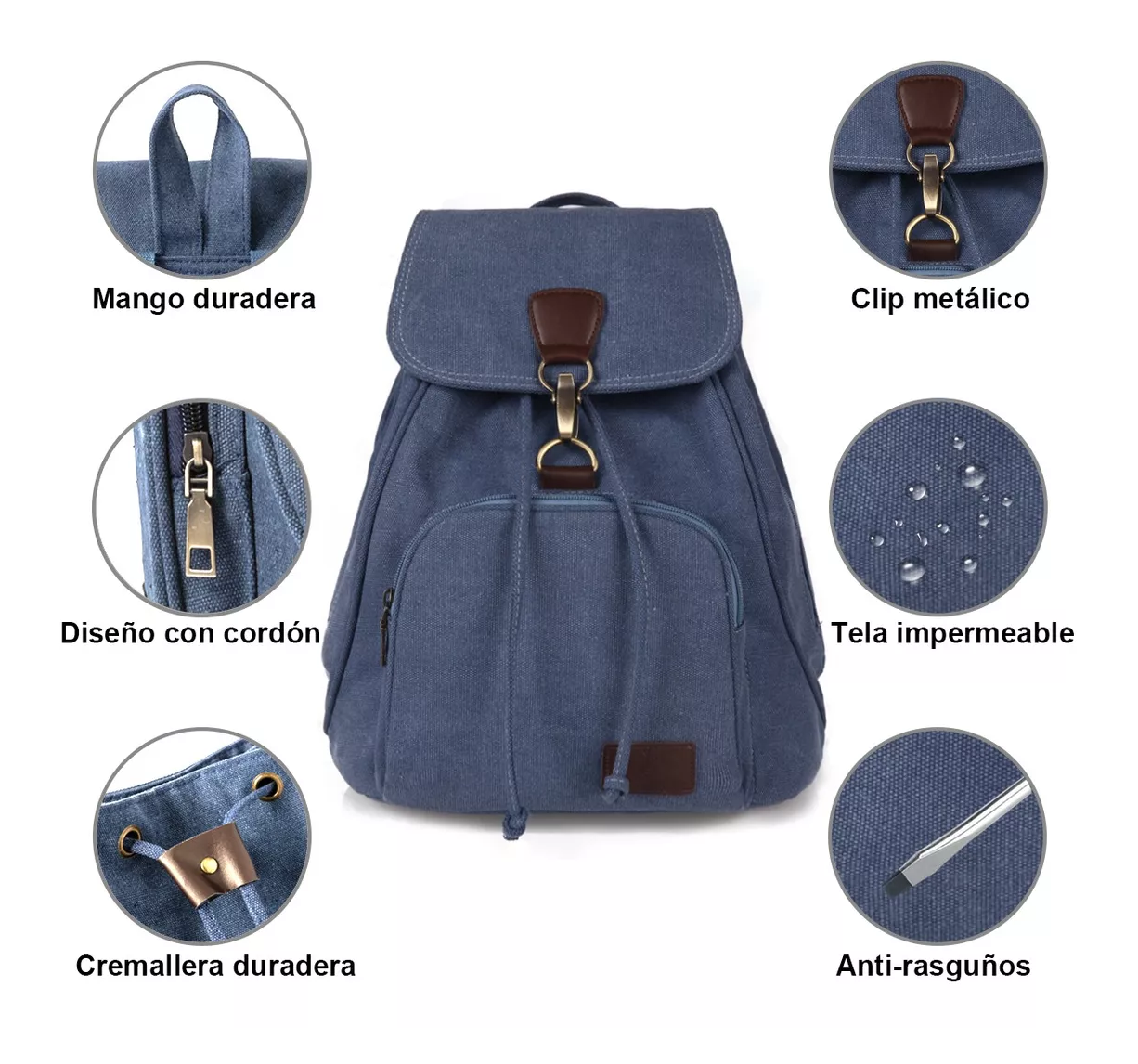 Foto 3 pulgar | Mochila Escolar Antirrobo Para Mujer, Azul