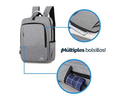 Foto 3 | Mochila Para Laptop Bluelander, Con Puerto Usb Para Power Bank, Manija De Metal, Impermeable Y Con Capacidad Par