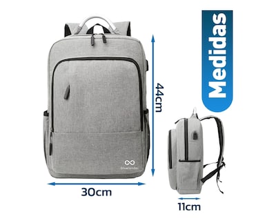 Foto 4 | Mochila Para Laptop Bluelander, Con Puerto Usb Para Power Bank, Manija De Metal, Impermeable Y Con Capacidad Par
