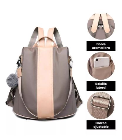 Foto 2 | Mochila Impermeable Antirrobo Casual Color Beige