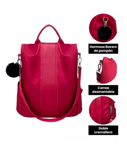 Foto 3 pulgar | Mochila Impermeable Antirrobo Casual Roja