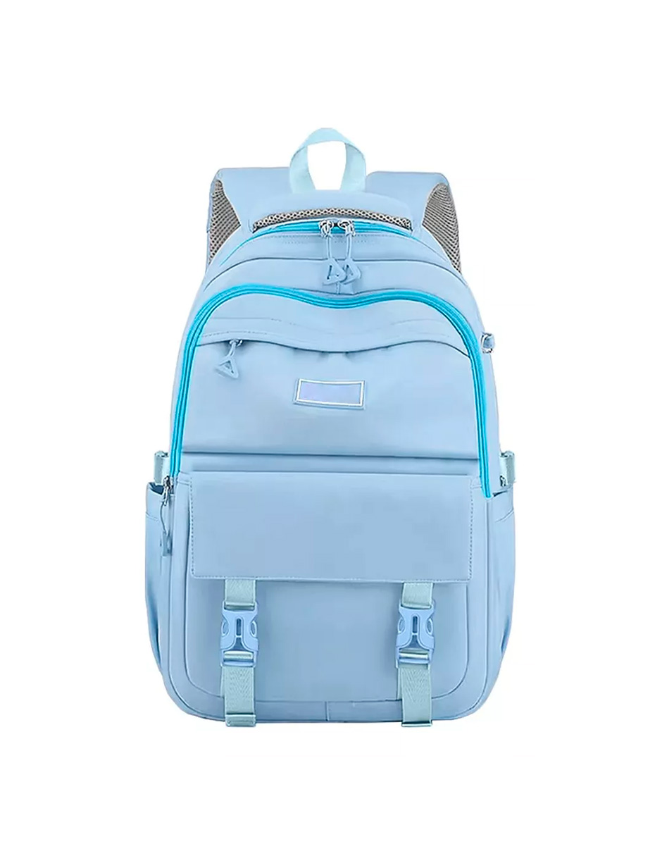 Mochila Escolar Petukita Box Kawaii Antirrobo Azul Cielo