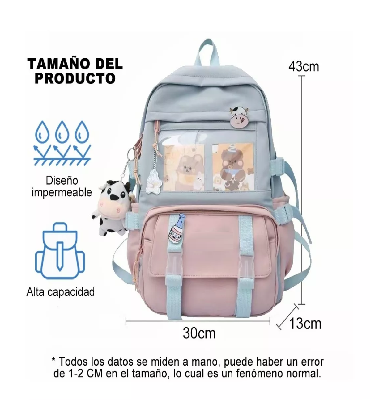 Foto 3 pulgar | Mochila De Gran Capacidad De Estilo Coreano Para Estudiantes  Rosa