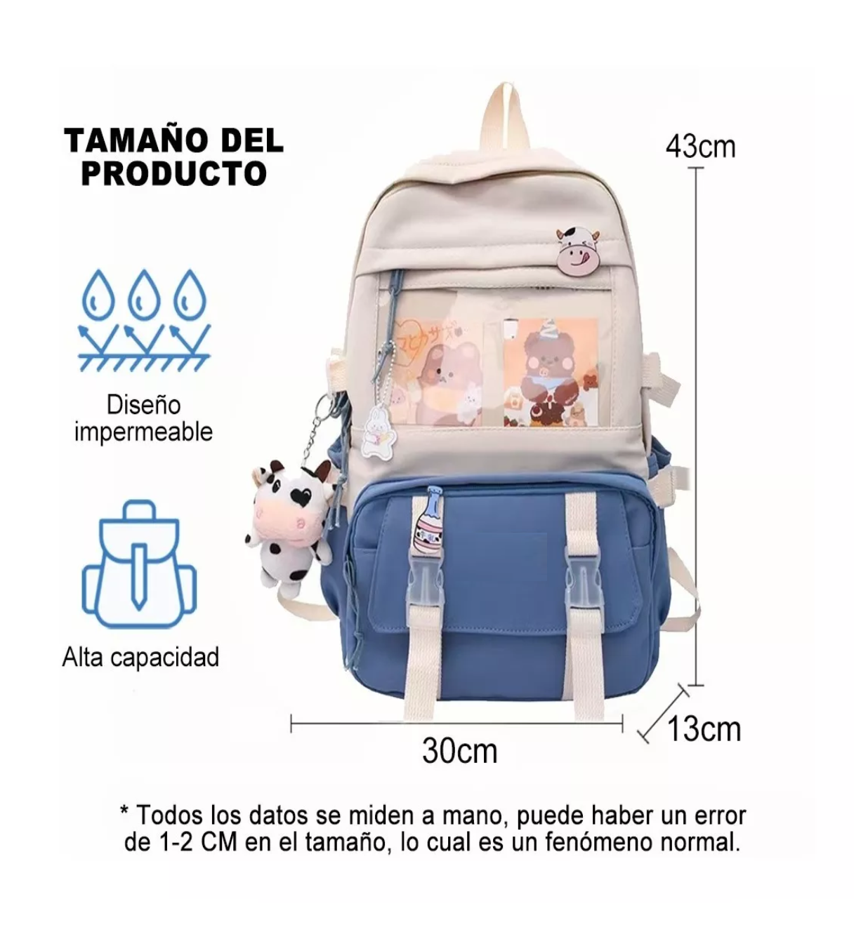 Foto 3 pulgar | Mochila De Gran Capacidad De Estilo Coreano Para Estudiantes Azul