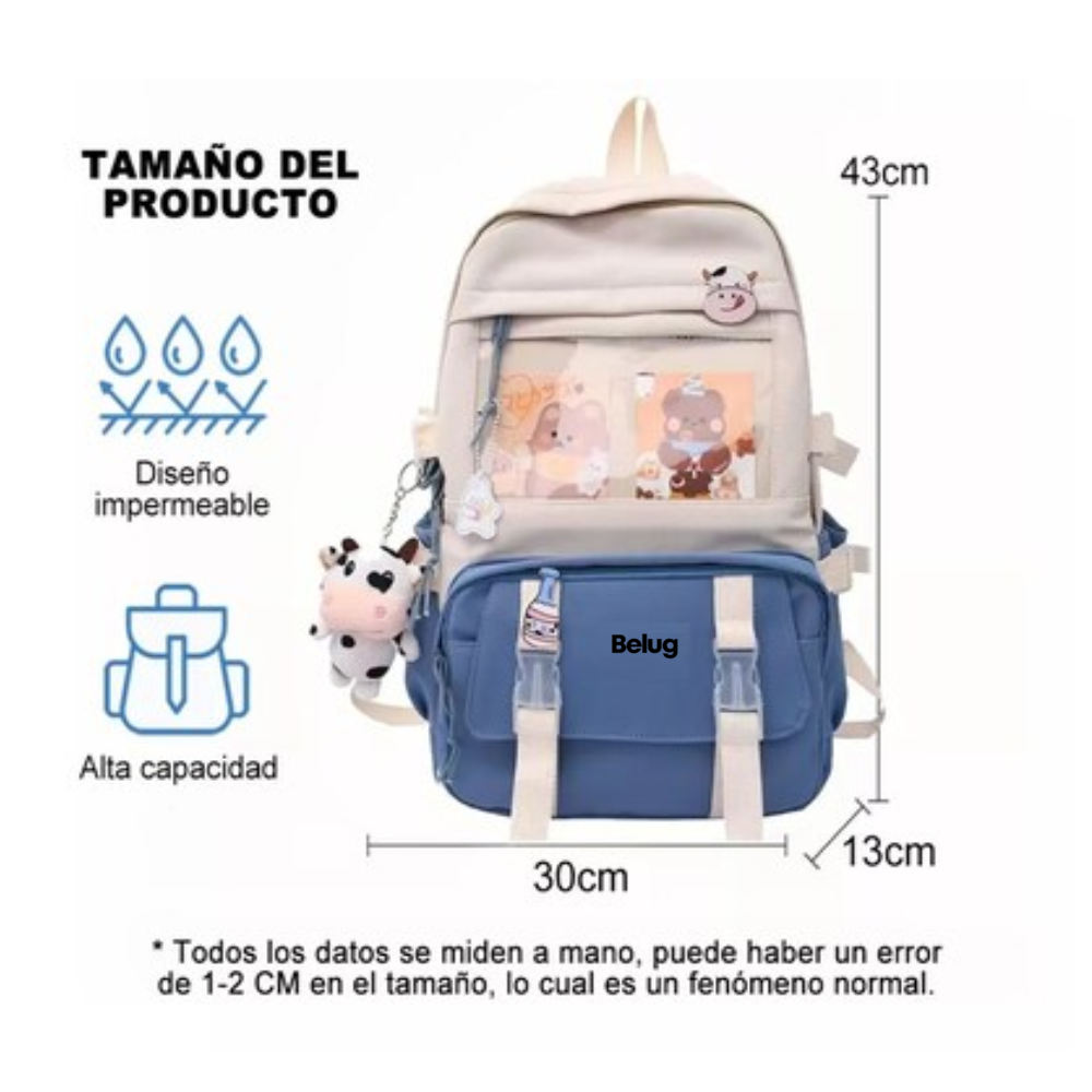 Foto 2 | Mochila Azul de Gran Capacidad Estilo Coreano para Estudiantes