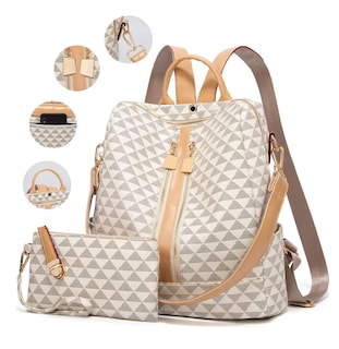Foto 2 | Kit Mochila + Bolso Casuales Lab.G Blancos 2 Piezas para Mujer