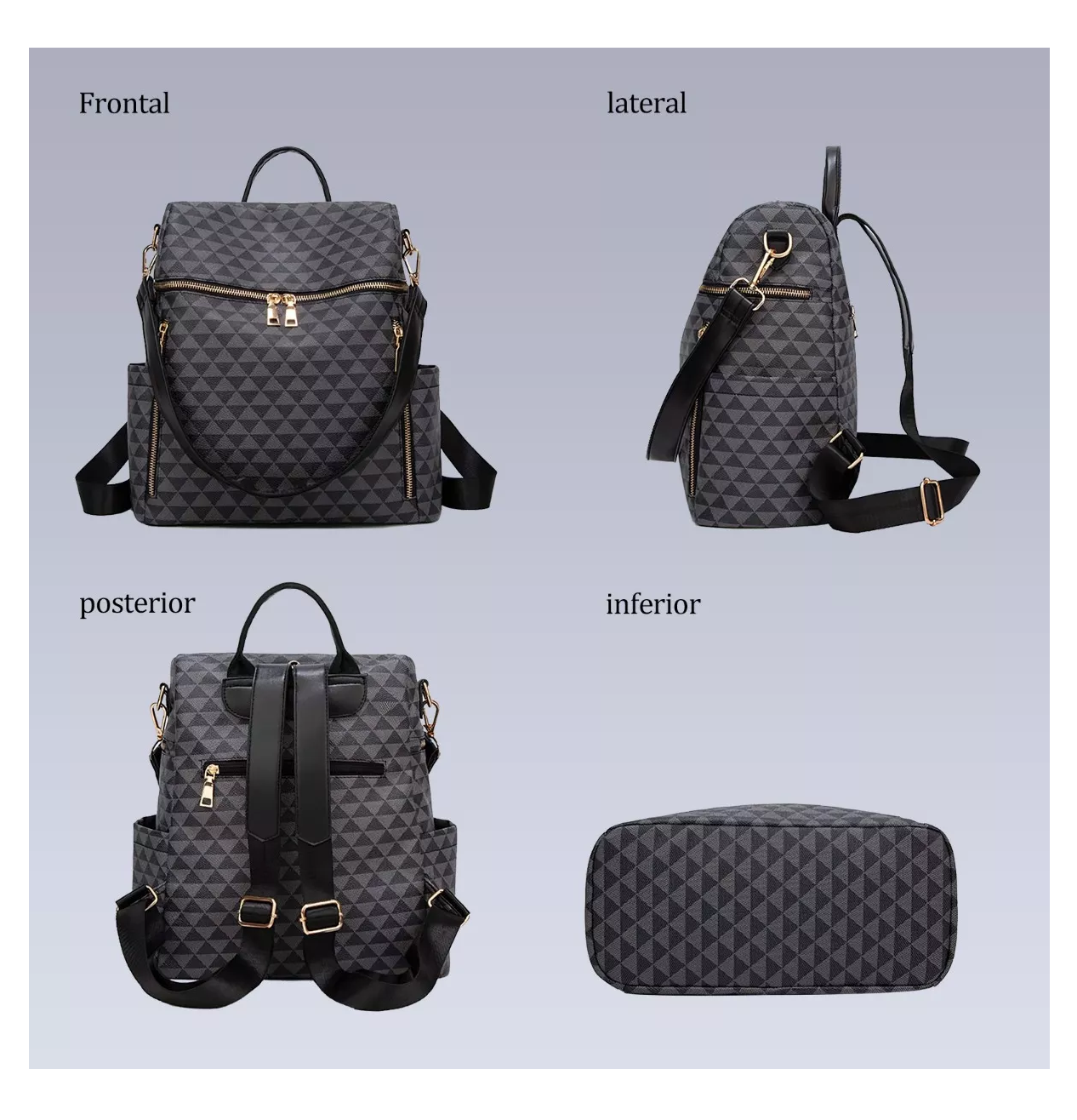 Foto 3 pulgar | Kit Mochila y Bolso Casual 2 Piezas Negras para Mujer