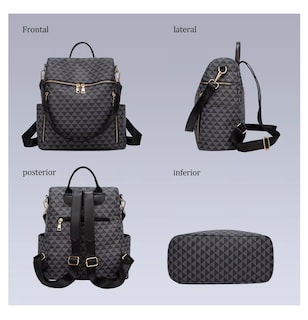 Foto 2 | Kit Mochila y Bolso Casual 2 Piezas Negras para Mujer