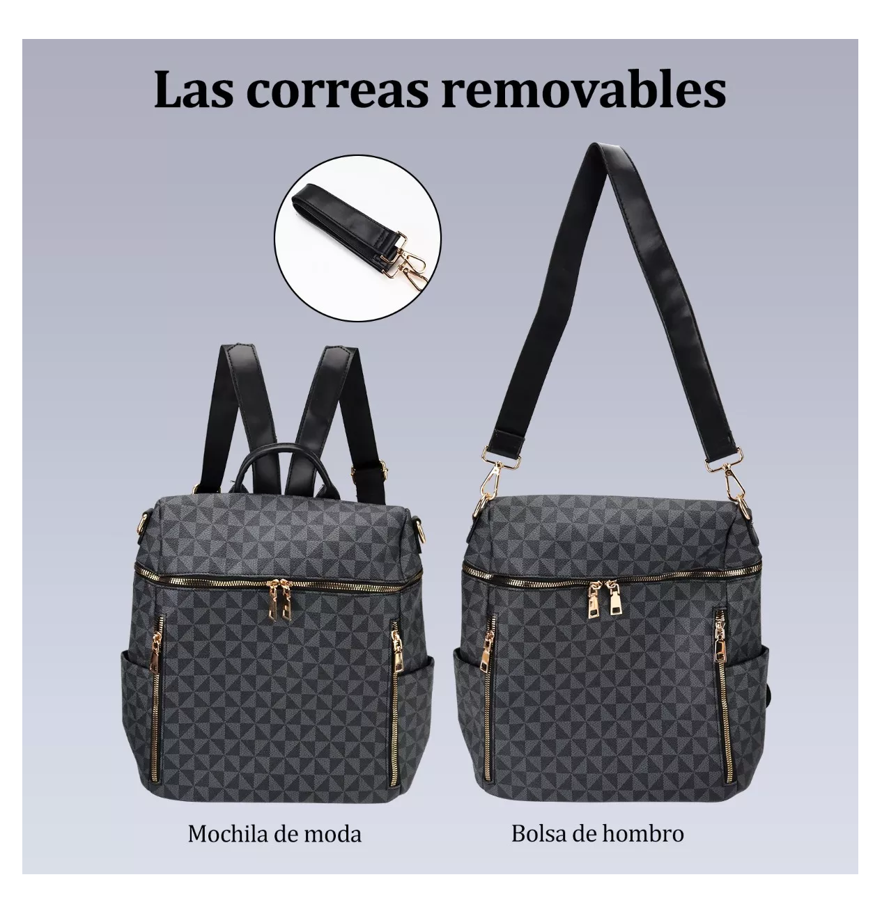 Foto 6 pulgar | Kit Mochila y Bolso Casual 2 Piezas Negras para Mujer