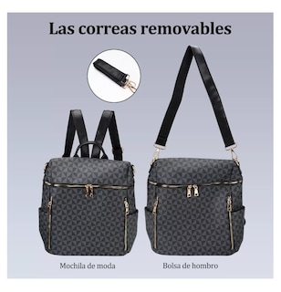 Foto 5 | Kit Mochila y Bolso Casual 2 Piezas Negras para Mujer