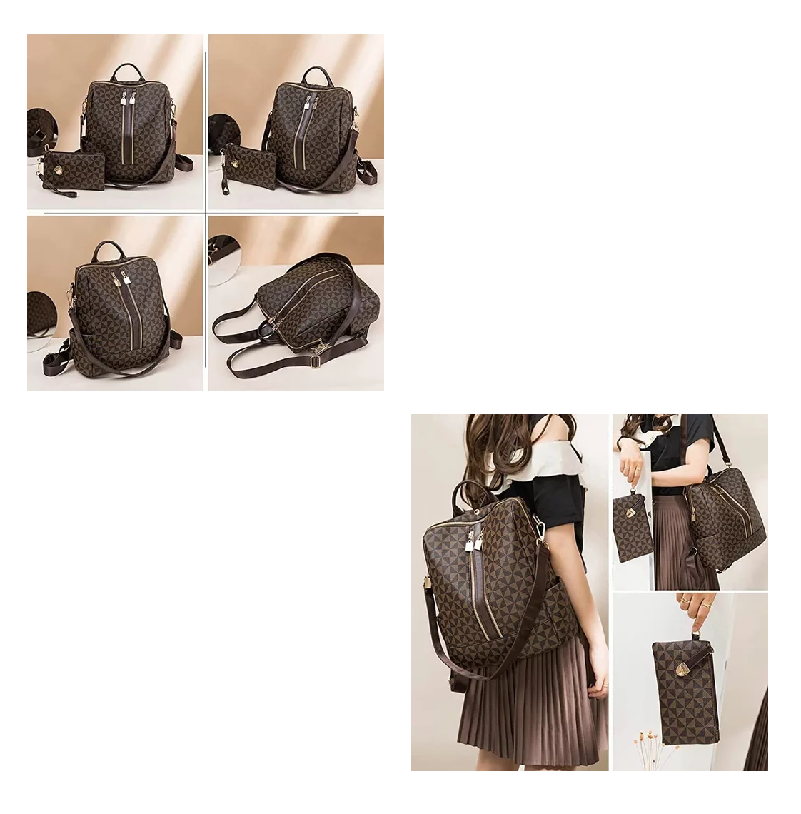 Foto 3 pulgar | Kit Mochila + Bolso Casuales Lab.G Marrón Oscuro 2 Piezas para Mujer