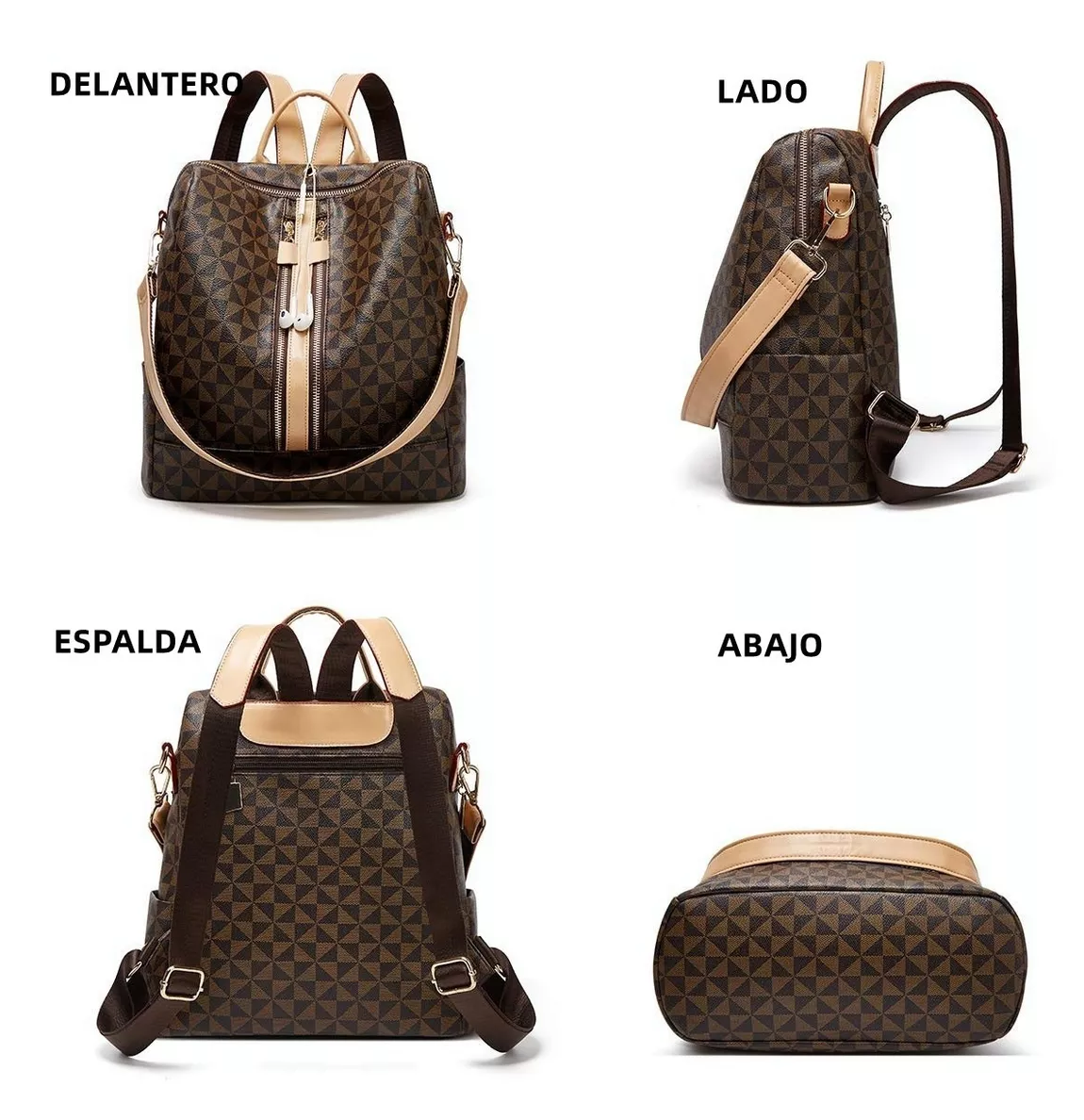 Foto 4 pulgar | Kit Mochila + Bolso Casuales Lab.G Marrón Oscuro 2 Piezas para Mujer