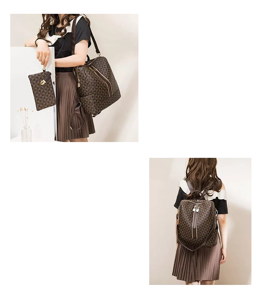 Foto 6 pulgar | Kit Mochila + Bolso Casuales Lab.G Marrón Oscuro 2 Piezas para Mujer