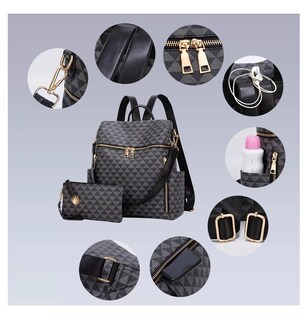 Foto 3 | Kit Mochila + Bolso Casuales Lab.G Negras 2 Piezas para Mujer