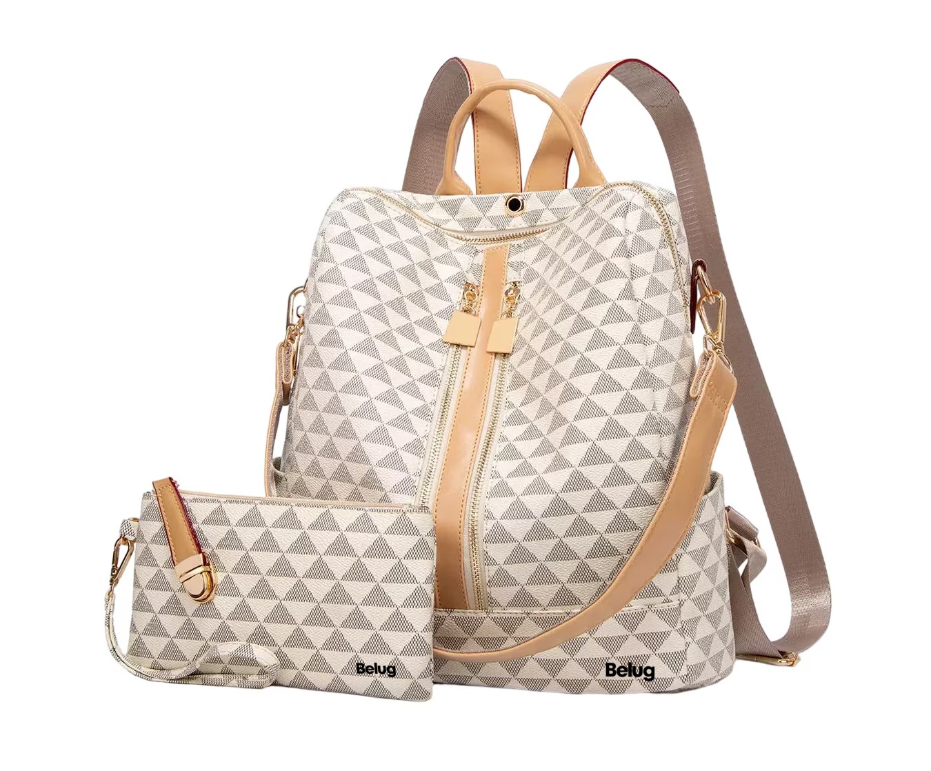 Foto 2 pulgar | Kit Mochila + Bolso Casuales Belug Blancos 2 Piezas para Mujer