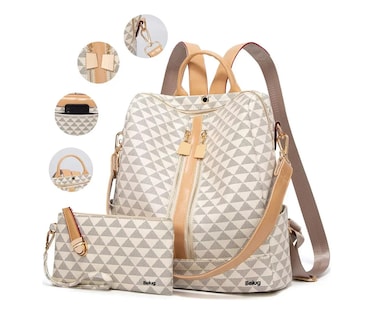 Foto 2 | Kit Mochila + Bolso Casuales Belug Blancos 2 Piezas para Mujer