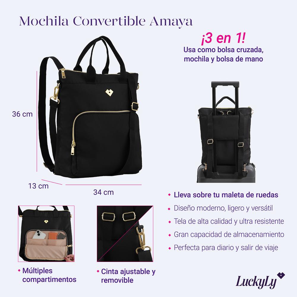 Foto 9 pulgar | Mochila Luckyly Negra para Mujer