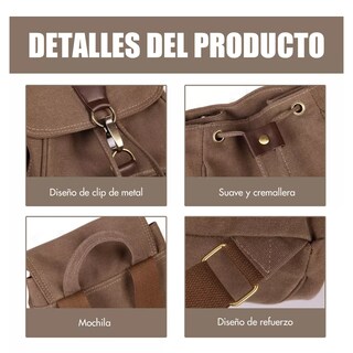 Foto 2 | Mochila Escolar Antirrobo de Lona se Adapta Una Laptop de 13 Pulgadas Marrón