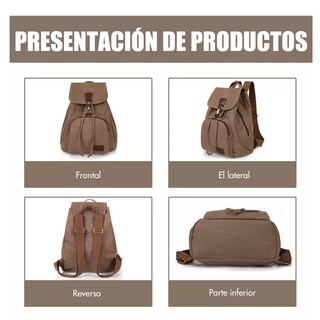 Foto 3 | Mochila Escolar Antirrobo de Lona se Adapta Una Laptop de 13 Pulgadas Marrón
