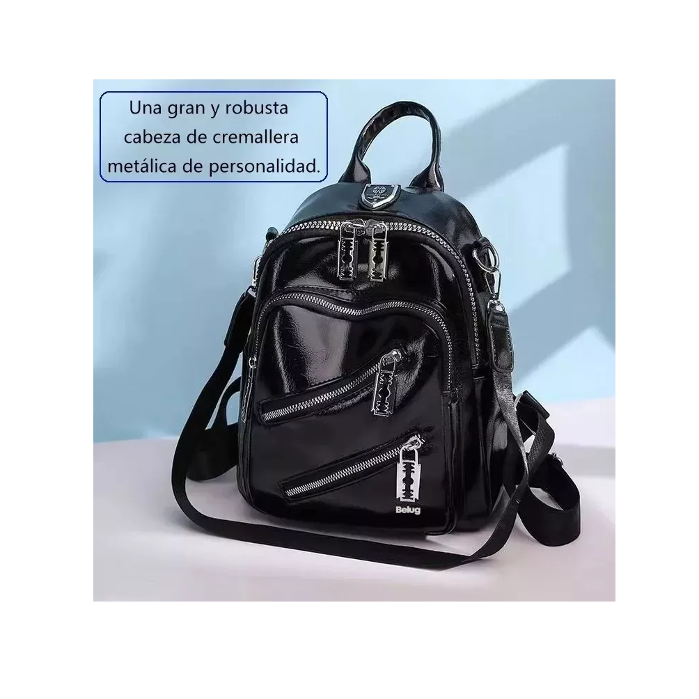 Foto 4 pulgar | Mochila de Cuero Suave Negra